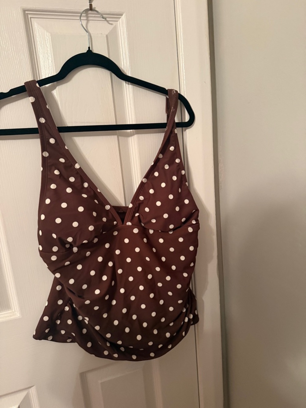 Shade & Shore Brown and White Polka Dot Tankini Top